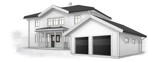Garagehus Herrgård Frontgarage M Port Sprofil Svart (1)