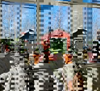 Rofylldarotblotan Nybyggt Garage Med Gron Slagport Fonster Sprojs Edsbyporten